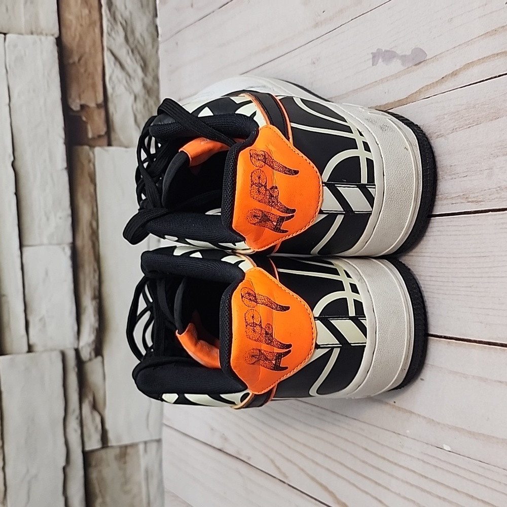 White Black and Orange Nike Air Force 1 - Picture 3 of 7